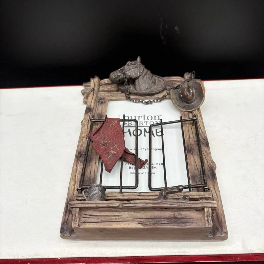 burton + BURTON Western Cowboy Horse‎ Hat Rustic 4x6 Picture Frame 2006 Decor
